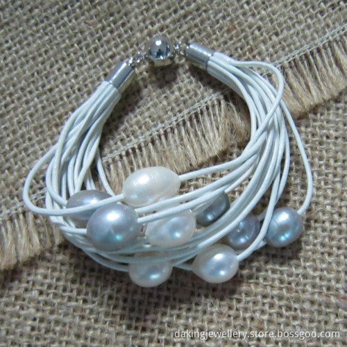 Fashion Pearl Bracelet, Big Pearl Bracelet, Fashion Pearl Leather Bracelet, Pearl Jewellery